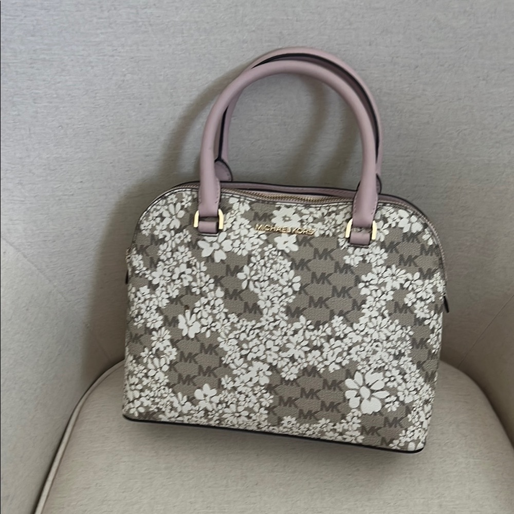 Michael Kors Gray and Pink Lace Satchel